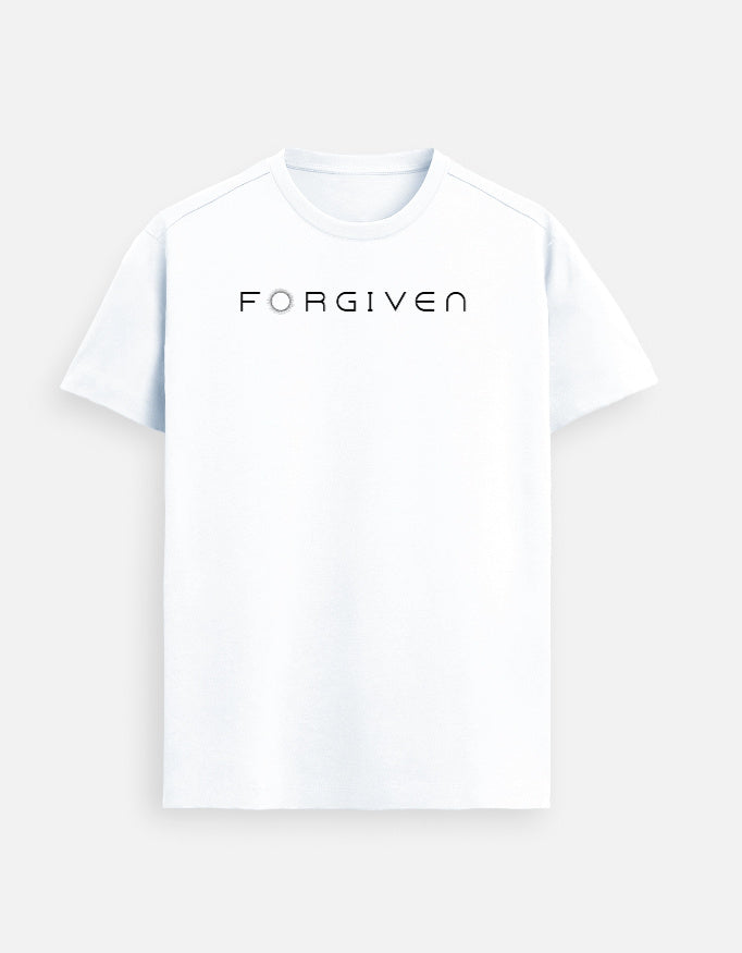 “Forgiven Unisex FeatherLite T-Shirt in White – Premium 160 GSM Supima Cotton, soft and breathable Christian tee for men and women, made & packed in India by StyleYourFaith.”