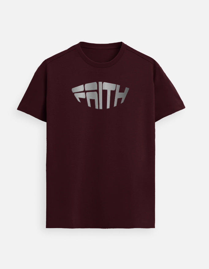 “Faith Unisex FeatherLite T-Shirt in Maroon – 160 GSM Supima Cotton, soft, breathable Christian tee for men and women, made & packed in India by StyleYourFaith.”