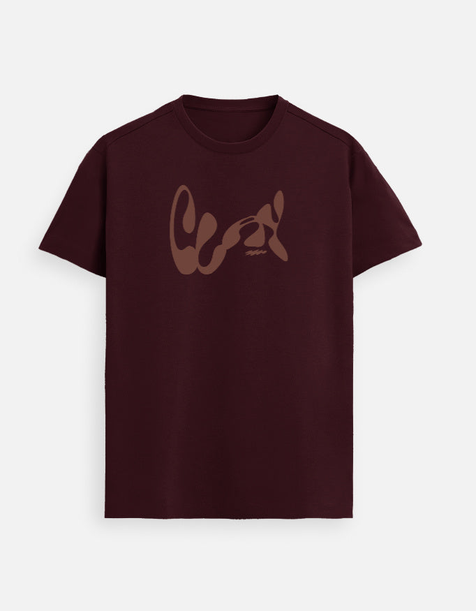 “Clay Unisex Premium Supima FeatherLite T-Shirt in Mud Color on Maroon – 160 GSM Supima Cotton Christian tee inspired by Isaiah 64:8, soft and breathable, made & packed in India by StyleYourFaith.”