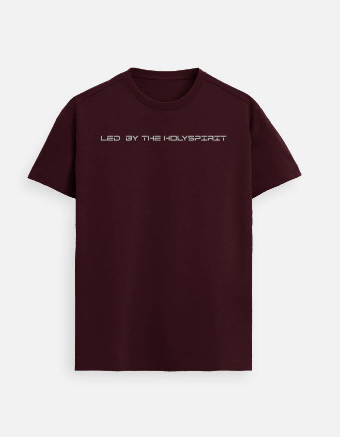 “Led By The HOLYSPIRIT Unisex FeatherLite T-Shirt in Maroon – 160 GSM Supima Cotton, soft, breathable Christian tee for men and women, made & packed in India by StyleYourFaith.”