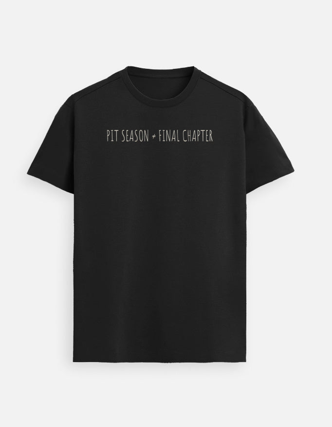 “Pit Season Is Not Equal to Final Chapter Unisex FeatherLite T-Shirt in Black – 160 GSM Supima Cotton, soft, breathable Christian tee for men and women, made & packed in India by StyleYourFaith.”