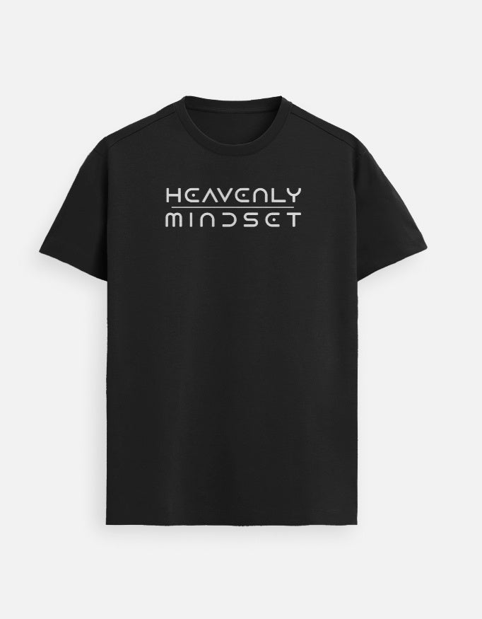 “Heavenly Mindset Unisex Supima Christian T-Shirt in Black – Soft Scripture tee inspiring kingdom-focused living, made in India by StyleYourFaith.”