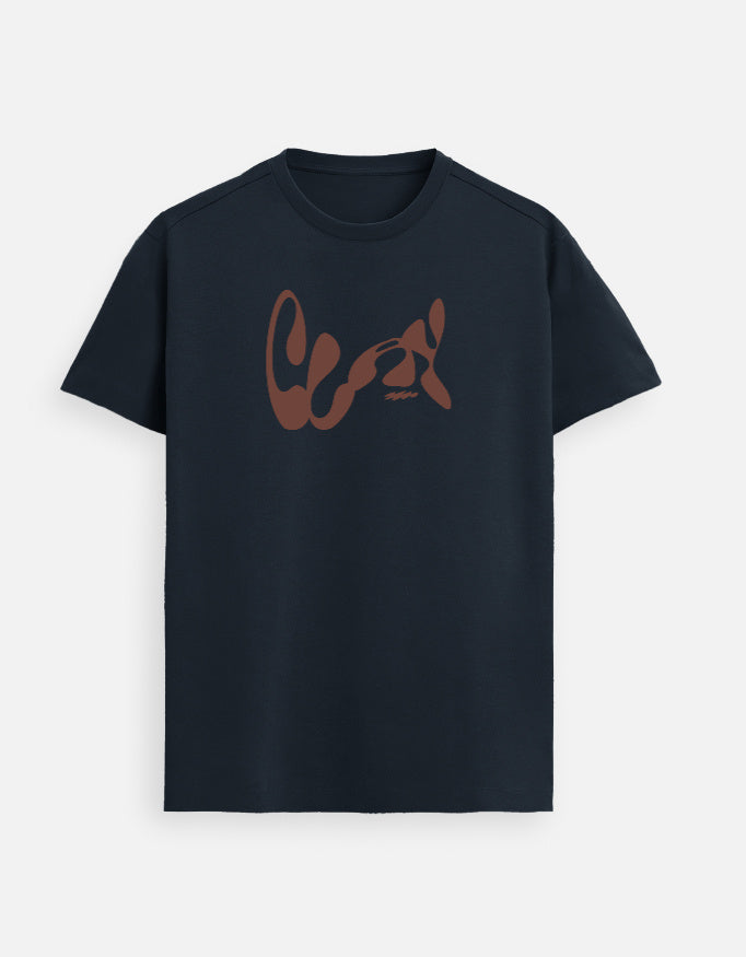 “Clay Unisex Premium Supima FeatherLite T-Shirt in Mud Color on Navy – 160 GSM Supima Cotton Christian tee inspired by Isaiah 64:8, soft and breathable, made & packed in India by StyleYourFaith.”