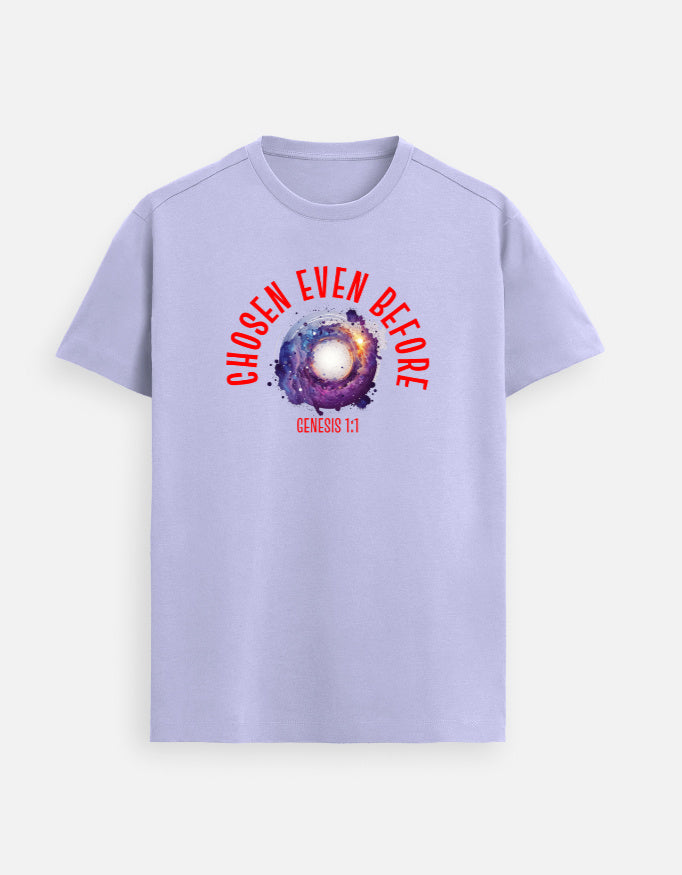 “Chosen Before Gen 1:1 Unisex FeatherLite T-Shirt in Lavender – Soft Supima Cotton Scripture-based Christian tee for men and women, made in India by StyleYourFaith.”